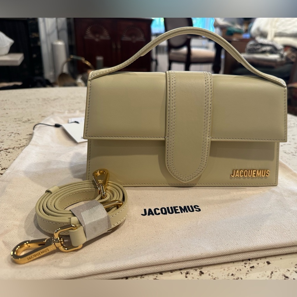 NWT + COA Jacquemus Le GRAND Bambino Satchel Ivory w Gold Accents - Picture 4 of 14